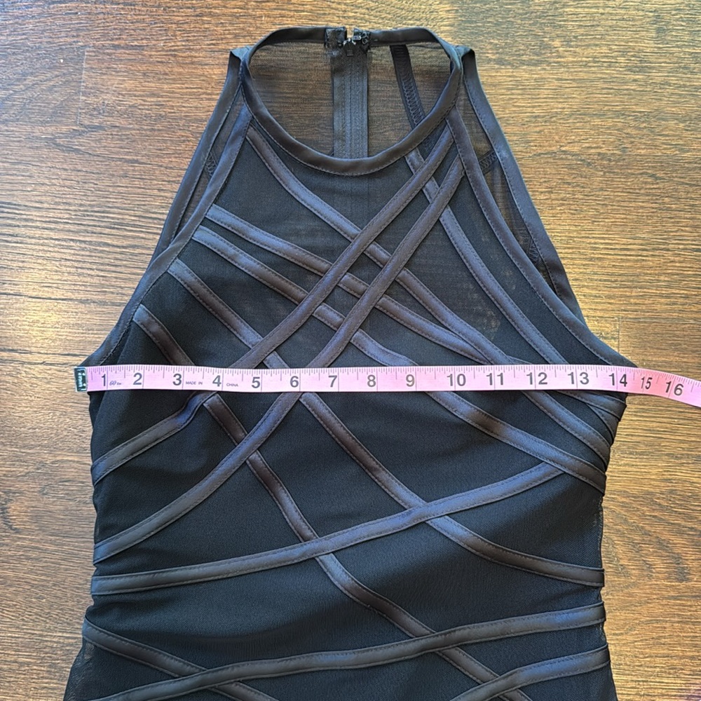 TADASHI SHOJI Elegant Long Black Sheer Dress -Fitted as Mini/Sheer to Floor~Sz S - Picture 6 of 14